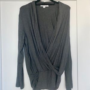 Amour Vert Charcoal Grey Surplice Shirt